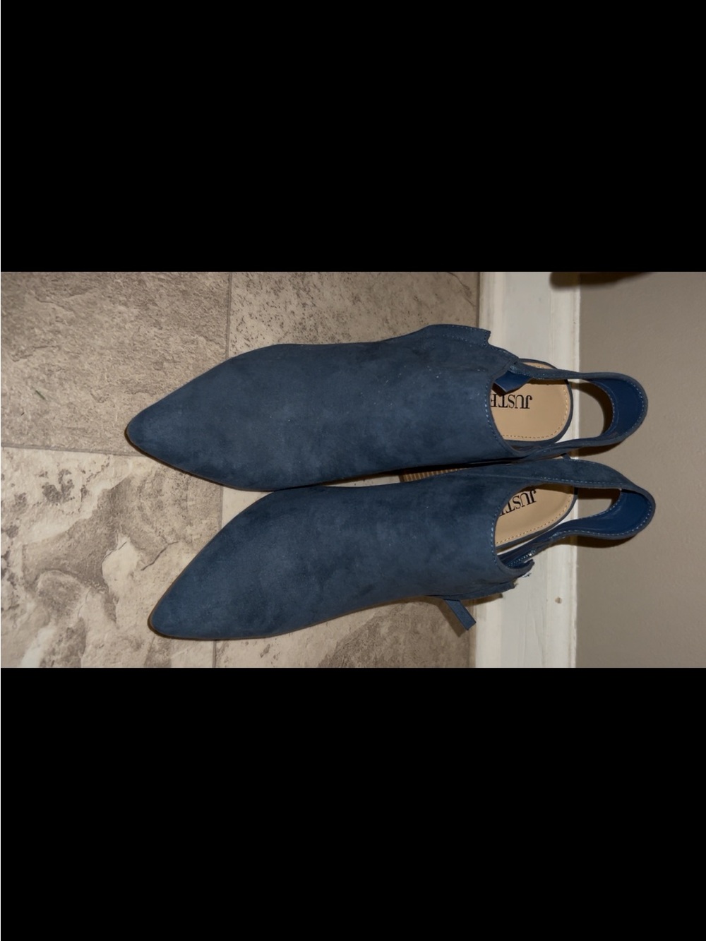JustFab Navy Pointed Slingback Mules